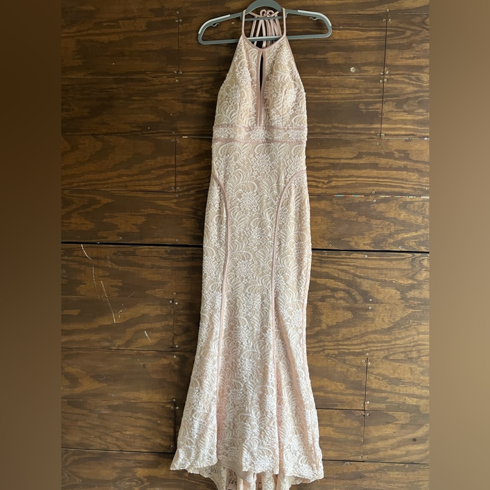 Pink and white lace Xscape dress size 8